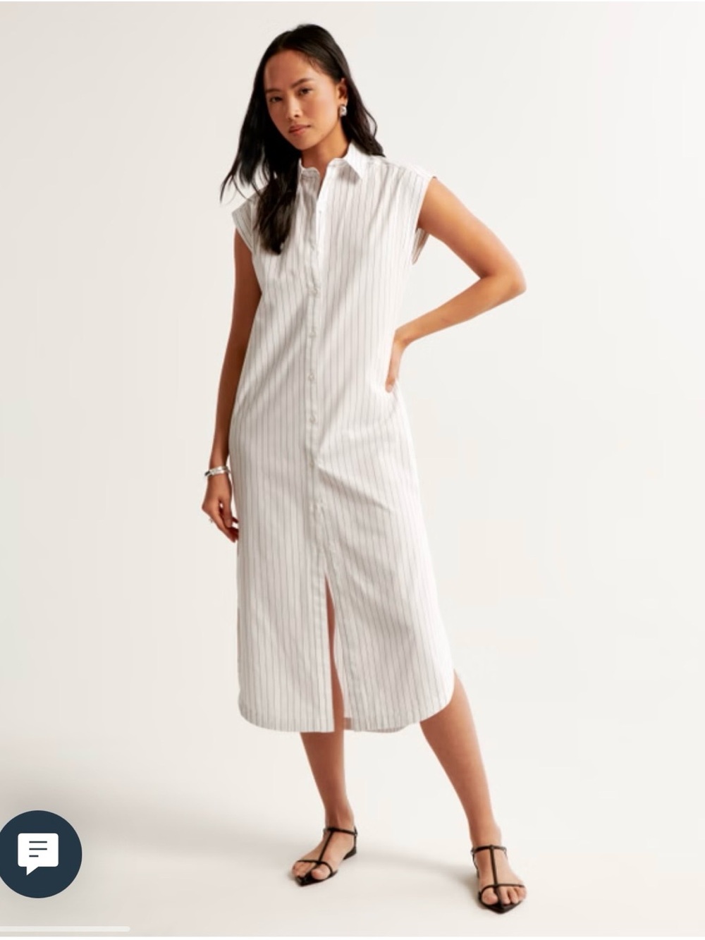 Abercrombie & Fitch Sleeveless White Pinstripe Shirt Dress Medium Tall